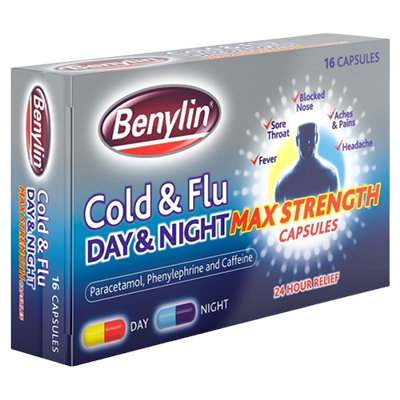 Benylin Cold & Flu Day & Night Max Strength Capsules 16s