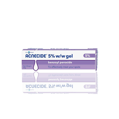 Acnecide (5% Benzoyl Peroxide) Gel.