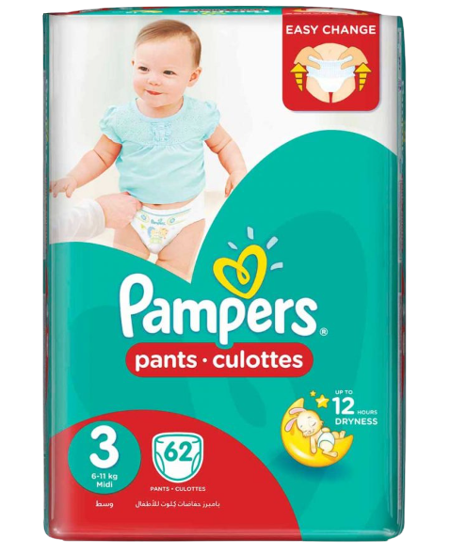 Pampers Pants Jumbo Midi Size 3 (6 - 11 kg’s), 62 pieces