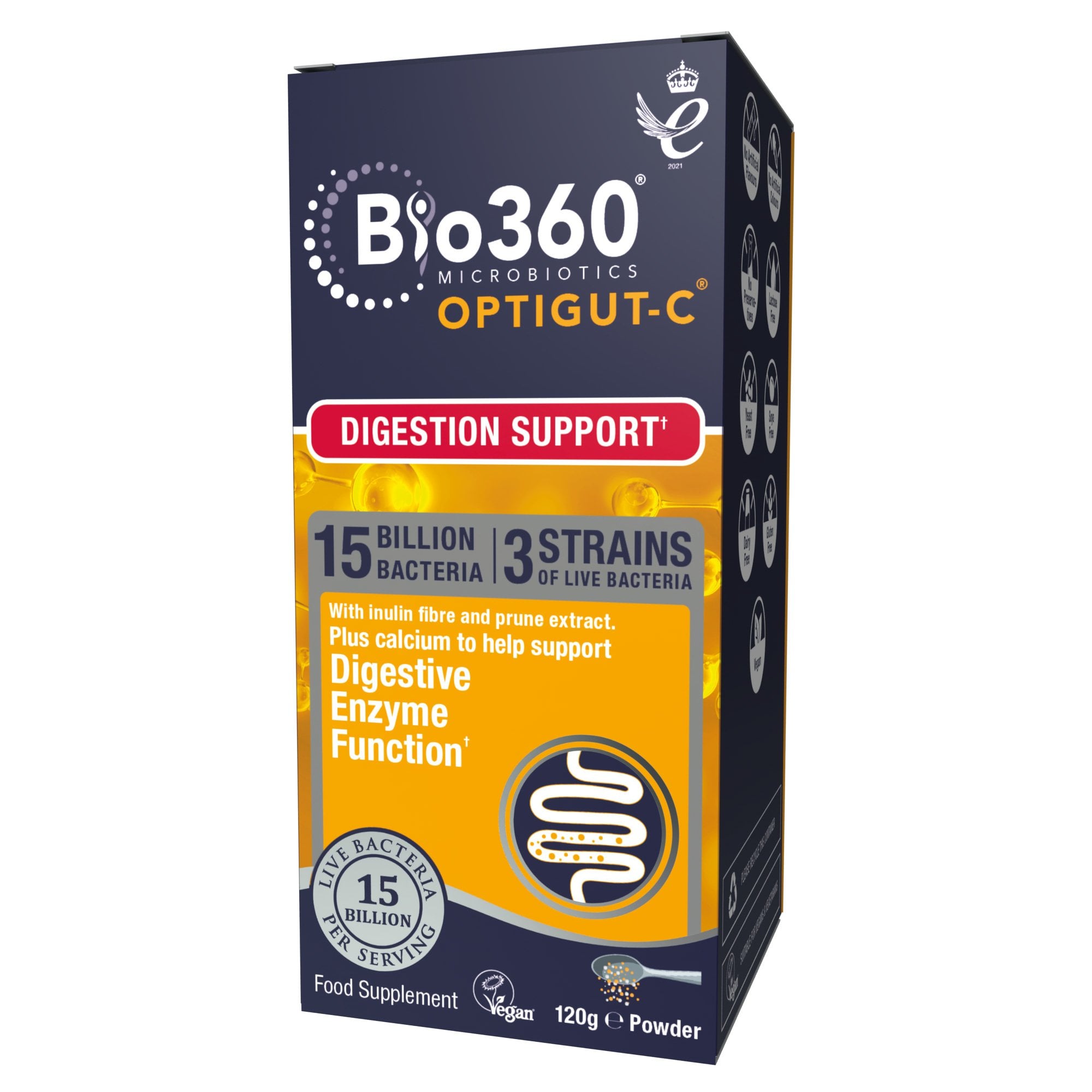 Natures Aid NA OPTIGUT-C 15B-3Strain w/FOS,Mag&Prune Vegan-120g
