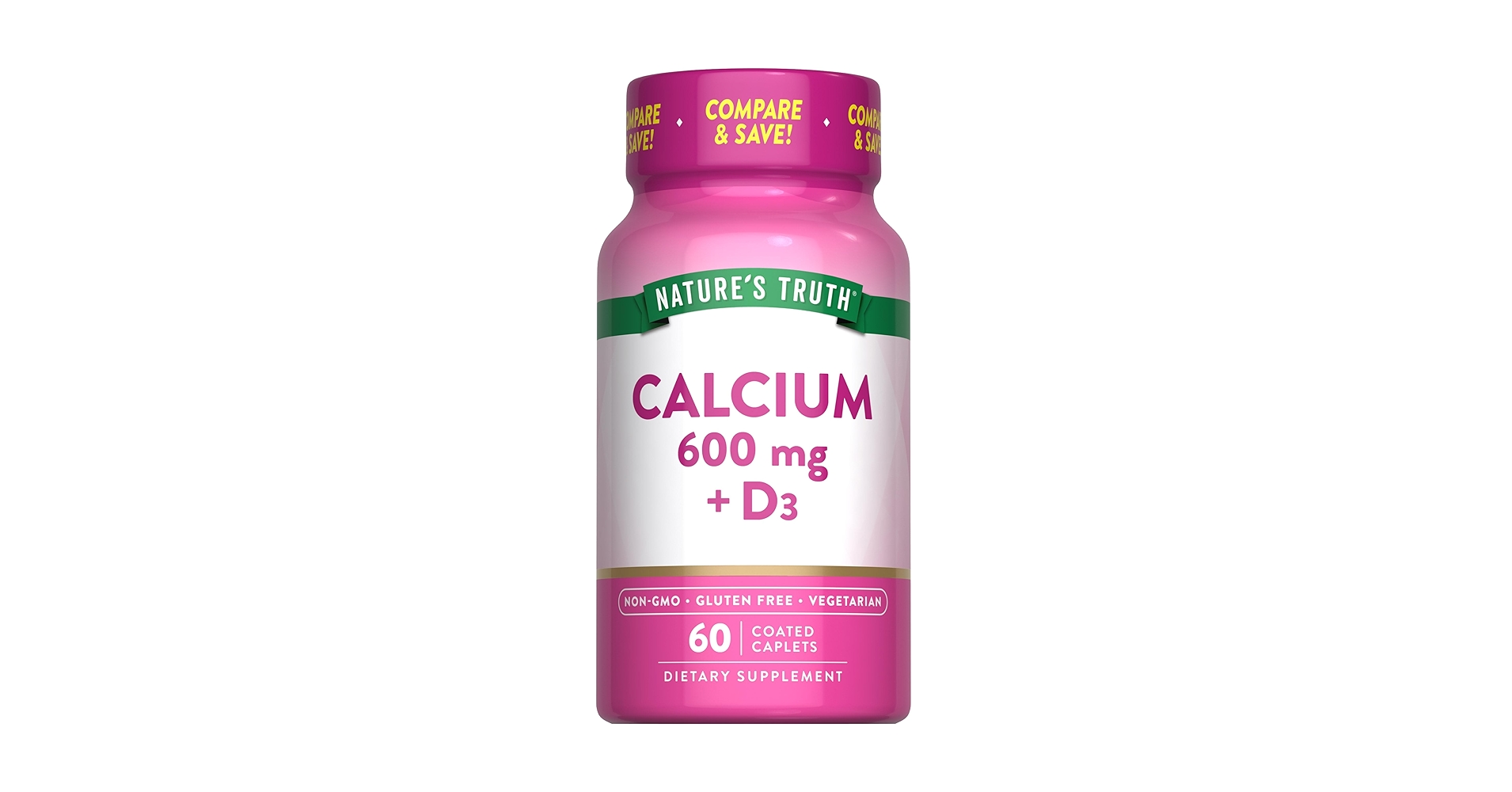 Nature's Truth Calcium 600mg with/D3 800 IU caps 60s