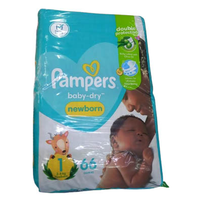 Pampers Baby Dry Jumbo New Born Diapers, 66 pieces