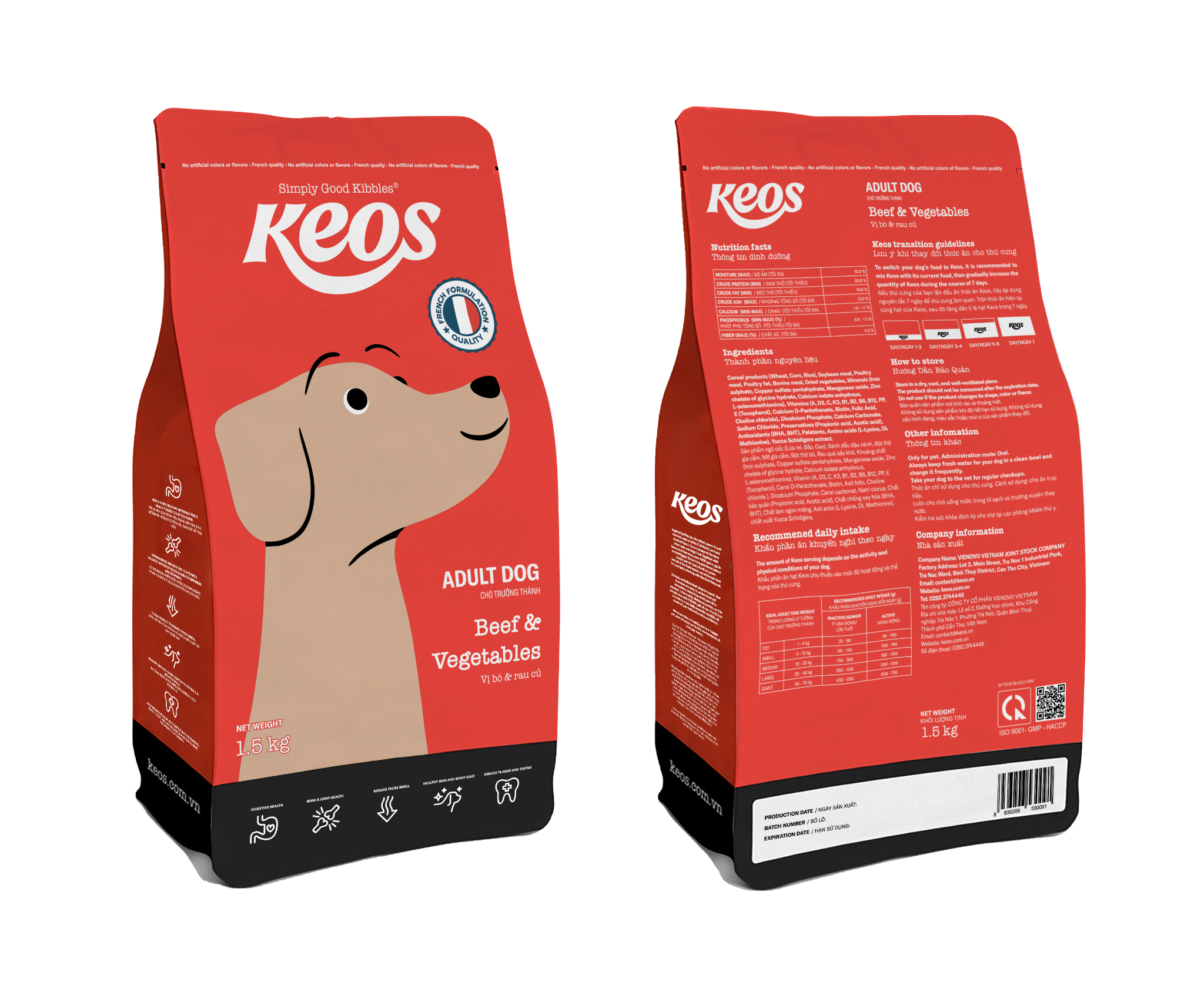 Keos Adult Dog Food – Beef and Vegetables 20kg