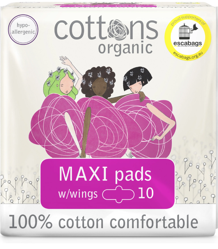 Cottons Organic Super Ultra-Thin Pads with Wings, 12 pads