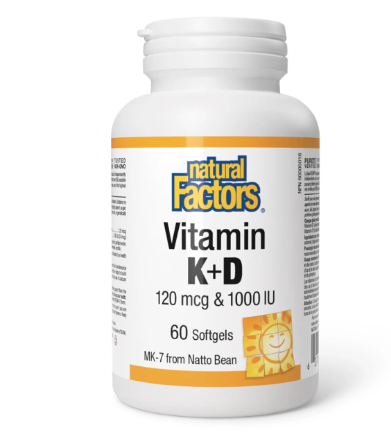 Natural Factors Vitamin K+D 120 mcg/1000iu 60s